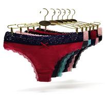 Women Sexy Lace G-strings Thongs Strings Woman Cotton Underwear Lingerie Ladies Panties Tangas T-back 6 pcs M