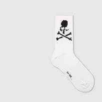 Hip Hop Skateboard Original Design Black White Skull Socks Personality Street Hip Hop Sports Middle Tube Cotton Women's Socks one size balta