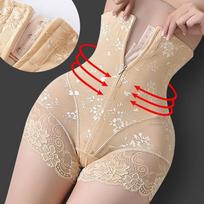 Women High Waist Trainer Body Zip Shaper Panties Tummy Belly Control Slimming Control Shapewear Girdle Underwear Waist Trainer M smėlis