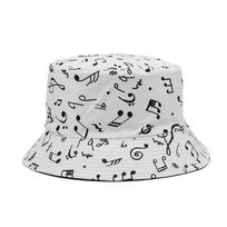 Madingos baltos muzikos natų kibirėlio tipo kepurės Saulės kepurės Hip Hopas Vyrams Moterims Žvejo kepurės 56-58cm white