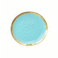 Nordic Minimalist Gold-plated Glazed Ceramic Dining Plate, Gourmet Plate, Fruit Plate, Flat Plate, Western Food Plate 8 inches dangaus mėlyna spalva