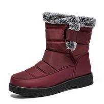 Women's Waterproof Winter Snow Boots Fluffy Fur Anti Slip Platform Ankle Boots for Women Outdoor Thick Plush Warm Cotton Shoes 36 vyno raudonos spalvos