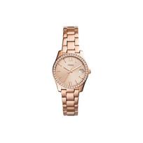 FOSSIL Scarlett kolekcijos riešinis laikrodis Kvarcinis mechanizmas Nerūdijančio plieno apyrankė 32 mm Rožinio aukso laikrodžio ciferblatas Moteriškas laikrodis ES4318 Rose Gold Watch Dial