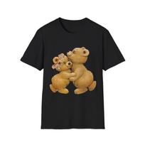 Cute Dancing Cartoon Brown Teddy Bears Cotton T-Shirt Gift Tee L