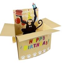 Hilarious Paper Pop-Up Card Heart Balloons 3D Character Design 3D Card Birthday Card Birthday Celebration