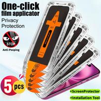 5Pcs Matte Privacy Screen Protector For iPhone 17 16 13 12 11 14 15 Pro Max Air 16e X XS  Dust Free Installation Glass Matte-Privacy&iPhone 15 Pro