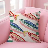 Simple Sardine Print Square Pillow Cover Home Living Room Sofa Universal Pillowcase 45x45cm18x18in