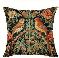 William Morris Style Pillow Cover Short Plush Polyester Cushion Case Home Decor Soft Throw Pillowcase Gift For Living Room Sofa Peach skin 18*18(CM)-1Pcs