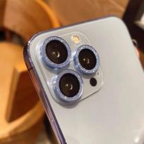 3D Bling Diamond fotoaparato objektyvo apsauga, skirta iPhone 12 13 Pro Max Metal Ring Lens grūdinto stiklo plėvelė, skirta iPhone 11 Pro Max dangteliui For iPhone 13Mini mėlyna