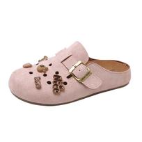 Fashion Backless Round Tip Womans Funny Flip Flops Slippers Sneakers Shoes Brown Sandal Sport Items Fit Brand Name Snow Boots Tenis 35