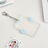 Angel Wings & Stars Acrylic ID Card Holder mėlyna
