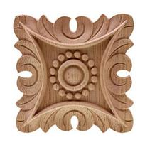 Vintažinės nedažytos medžio raižytos kampinės aplikacijos rėmo fonas namų baldų sieninė spinta 6*6cm