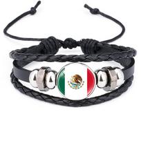 World Cup Leather Bracelet National Flag Soccer Match Souvenir  Adjustable Cowhide Woven Bracelet for Men Women,Sports  Fan Accessories 18mm