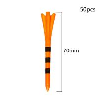 50 vnt. golfo kuoliukų, plastikiniai, nedūžtantys, su 5 šakutėmis, su spalvotomis juostelėmis, 83 mm, 70 mm ilgio, kamuolio laikiklis, mažos trinties, mažesnis pasipriešinimas 83mm rožinė