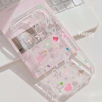 Korean ins color stars for iphone16 apple 15 mobile phone case 17pro max glitter 11 transparent 12 17promax