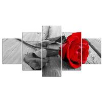 Modulinė drobės tapyba Spaudiniai Namų dekoras 5 vienetai Rožės gėlė Red Blossom Art sienų nuotraukos svetainės plakatams ir spaudiniams 20x35cm*2  20x45cm*2  20x55cm*1