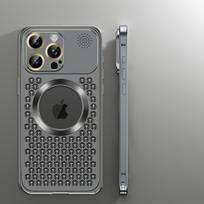 Metalinis aušinamas aromaterapijos telefono dėklas, skirtas IPhoen 12 13 14 15 Pro Max Plus objektyvo apsaugai telefono dėklas tuščiaviduris magnetinis belaidis įkrovimas iPhone 12 juoda