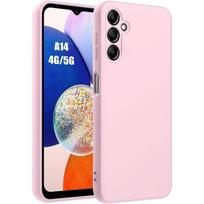 Dėklas - BOOLING - skirtas Samsung Galaxy A14 4G-5G - Skystas silikonas - Šviesiai rožinis - Matinis efektas rožinė