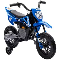 Vaikiškas elektrinis motociklas, 12V su muzika, nuimamais mokomaisiais ratais, 2,4-5 km/val., skirtas 3-6 metų vaikams, mėlyna