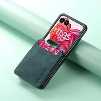 Vertikalios kortelės lizdas Piniginė Odinis dėklas Motorola Moto Razr 50 Ultra 40uLTRA 40 Žiedas Laikiklis Maišelis Stovas Retro Maišelis Kišenės Dangtelis Motorola Razr 50 Ultra žalia