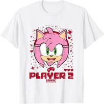 Sonic The Hedgehog Valentine's Day Player 2 Amy Big Face T-Shirt S balta