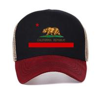 California Bear Trucker Cap Women Men California Republic Flag hat Hip Hop Baseball Cap Cool Summer Mesh Breathable hats Adjustable raudona