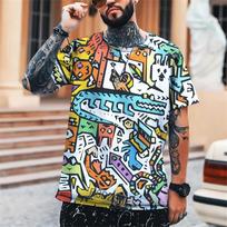 Nauji Linksmi Grafiti Gatvės Marškinėliai 3D Spausdinti Vyriški Hip Hop Vasaros Šaunūs Marškinėliai Laisvalaikio Jaunimo Populiarus Asmenybė Trumpomis Rankovėmis Viršus S