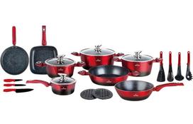Komplet Garnków Z Powłoką Marmurową 21 Ele. Zilner Burgundy Zl-8541
