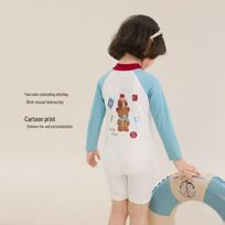 LUSON Toddler Girls' Cartoon Print Color Block One-Piece Swimsuit 110