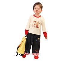 LUSON Baby Girl's Cartoon Fake Two-Piece Long Sleeve T-Shirt 110 rožinė raudona spalva