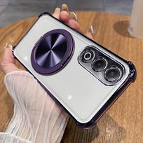 For VIVO V70 FE Cases 360° Rotation Bracket Phone Case For VIVO V70 FE V 70 Plating Transparent Soft Silicone Shockproof Cover For VIVO V70 FE mėlyna