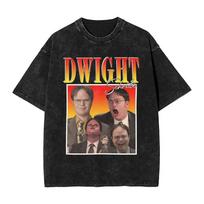 Threat Level Midnight Michael Scott Homage TV Series The Office Dwight Schrute Jim Halpert Men T Shirts Washed T-Shirt Cotton X260207 S