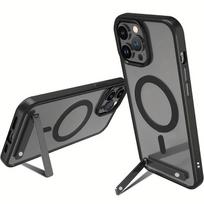 Transparent Magnetic Stand Phone Case for iPhone 11 12 13 14 15 16 Pro Max 17 Air Plus, Shockproof Clear Mobile Holder Cover iPhone17
