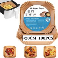 100 vnt. oro gruzdintuvė Specialus popierinis oro gruzdintuvas Vienkartinis popierinis įdėklas Nelipnus orkaitės kilimėlis Virtuvės keptuvės padėklas Airfryer priedai Bakpapier