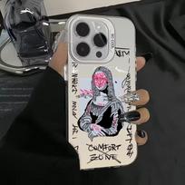 Grafiti Puikus Menas Estetika Dovydas Mona Liza Galvanizuotas Sidabrinis IMD Dėklas iPhone 15 14 13 12 11 16 Pro Max XS 7 8 Plus Viršelis For iPhone 14 Pro