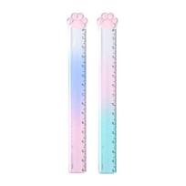 2 Pieces Cat Paw Ruler Cartoon Drawing Ruler Plastic Measuring Ruler Multifunctional Drawing Ruler Gift for Student Kid 1
