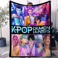 K-Pop Demon Hunters Blanket Hot Anime Flannel Blanket Fan Gift for Home Leisure Camping Travel Multifunctional Universal Blanket 30x40in