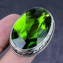 Natural Peridot Gemstone Handmade 925 Steling Silver Jewelry Ring Size 9 ETC-5780