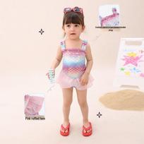 LUSON Baby Girl Summer One-Piece Strap Swimsuit 120