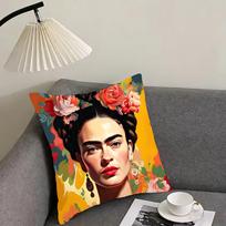 F-Fridas Painting Art Fashion Cushion Cover Pillowcase Ultra Soft Skin Friendly Fabric Cloud Like Comfort & Concealed Zipper Peach skin 18*18(CM)-1Pcs