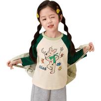 LUSON Girls' 2026 Spring Raglan Sleeve Long-Sleeve T-Shirt 90 abrikosas