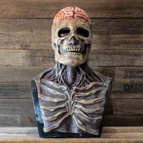 Chilling Skeleton Biochemical Mask For Halloween Gatherings Full Cover Silicone Headpiece With Hat RedlMask,Onesize