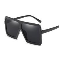 Retro-inspired Flat Top Large Steampunk Square Frame Oversize Sunglasses For Women #1 Black Frame Gray Lens