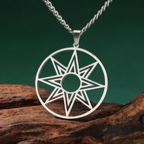 Dawapara Assyrian Star Necklace Seal of Sun God Shamash Ancient Mesopotamia Courage Glory Amulet Stainless Steel Jewelry