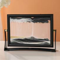 Rotatable Moving Sand Art Picture Home Decor Christmas Gift Glass Quicksand Painting Sandscapes Flowing Sand (black,5inch) juoda