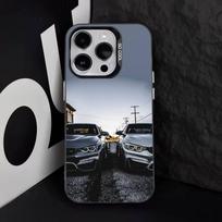 Juoda Balta B-BMW telefono dėklas iPhone 16,15,14,13,12,11,8,7,Pro,Max,Plus,Mini,XS,SE Anti Drop Juodas Matinis Kietas iPhone14pro