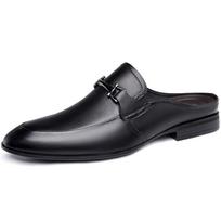 2022 Men Casual Slippers Luxury Brand Half Drag Genuine Leather Men'S Shoes Breathable Slip On Lazy Loafers Mens Plus Size 36-47 36