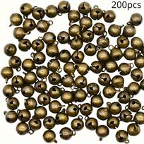 200 vnt. Vintažinio bronzos ketaus mini varpelių, 6 mm amatininkų pakabukai „pasidaryk pats“, pakabinamos dekoracijos Kalėdoms, Helovinui, Velykoms, Chanukai,