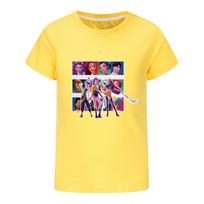 5036 Kids Girls Boys Rumi Mira Zoey Print Casual Cotton Short Sleeves T-Shirt 100cm geltona