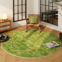 Modern Style Bedroom Decor Round Carpet Light Luxury Carpets for Living Room Home Washable Floor Mat Anti-slip Bedside Green Rug 80x80CM